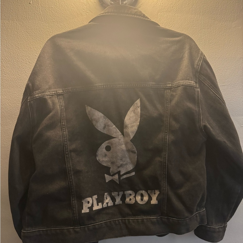 Playboy by PacSun Black Denim Jacket – Graphic Back – Unisex XS/S – Streetwear